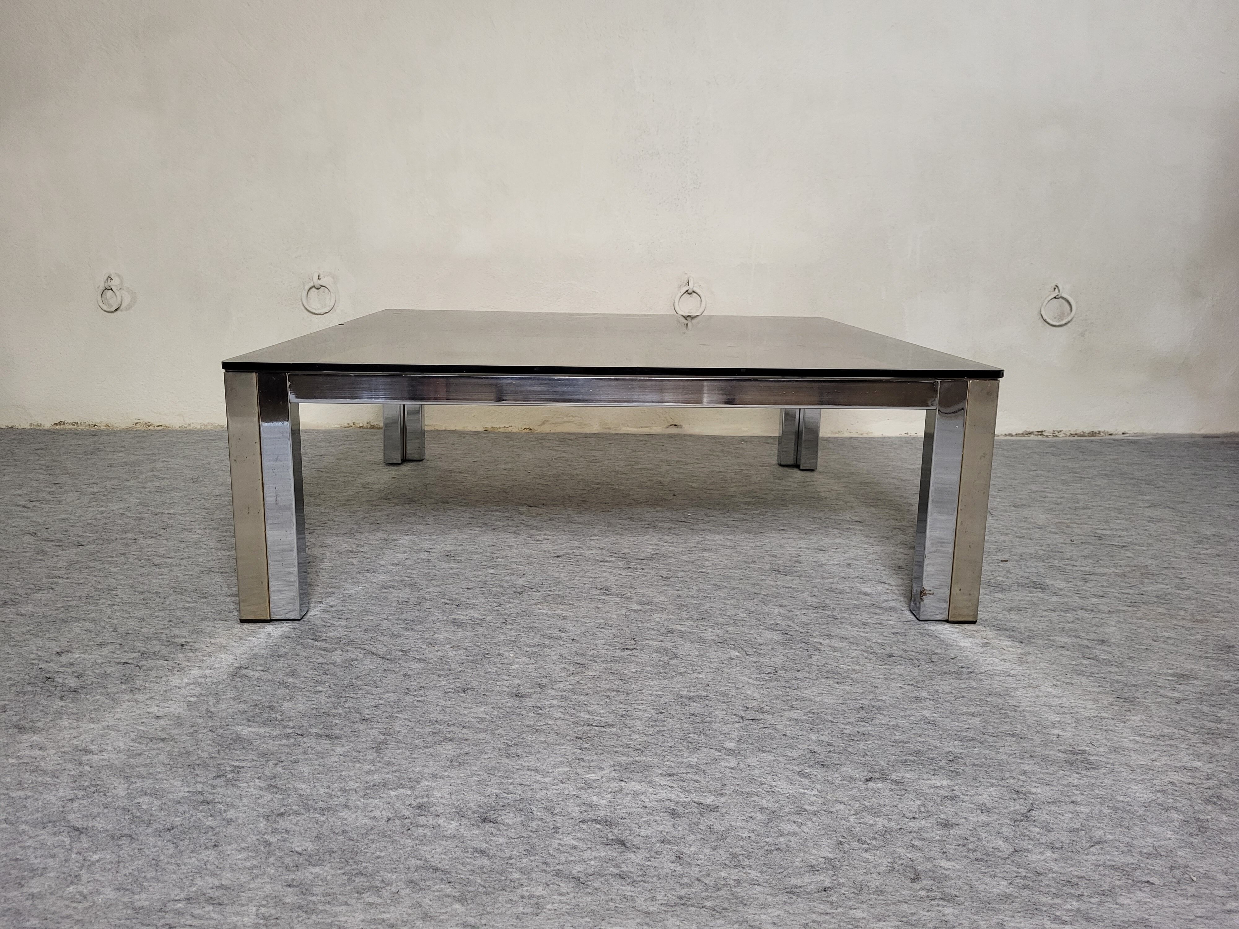 Coffee table 70s smoked glass