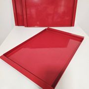 Vintage Italian Red Metal Trays / Mid-Century Modern Decorative Servin
