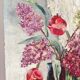 Tableau vintage bouquet de fleurs lilas