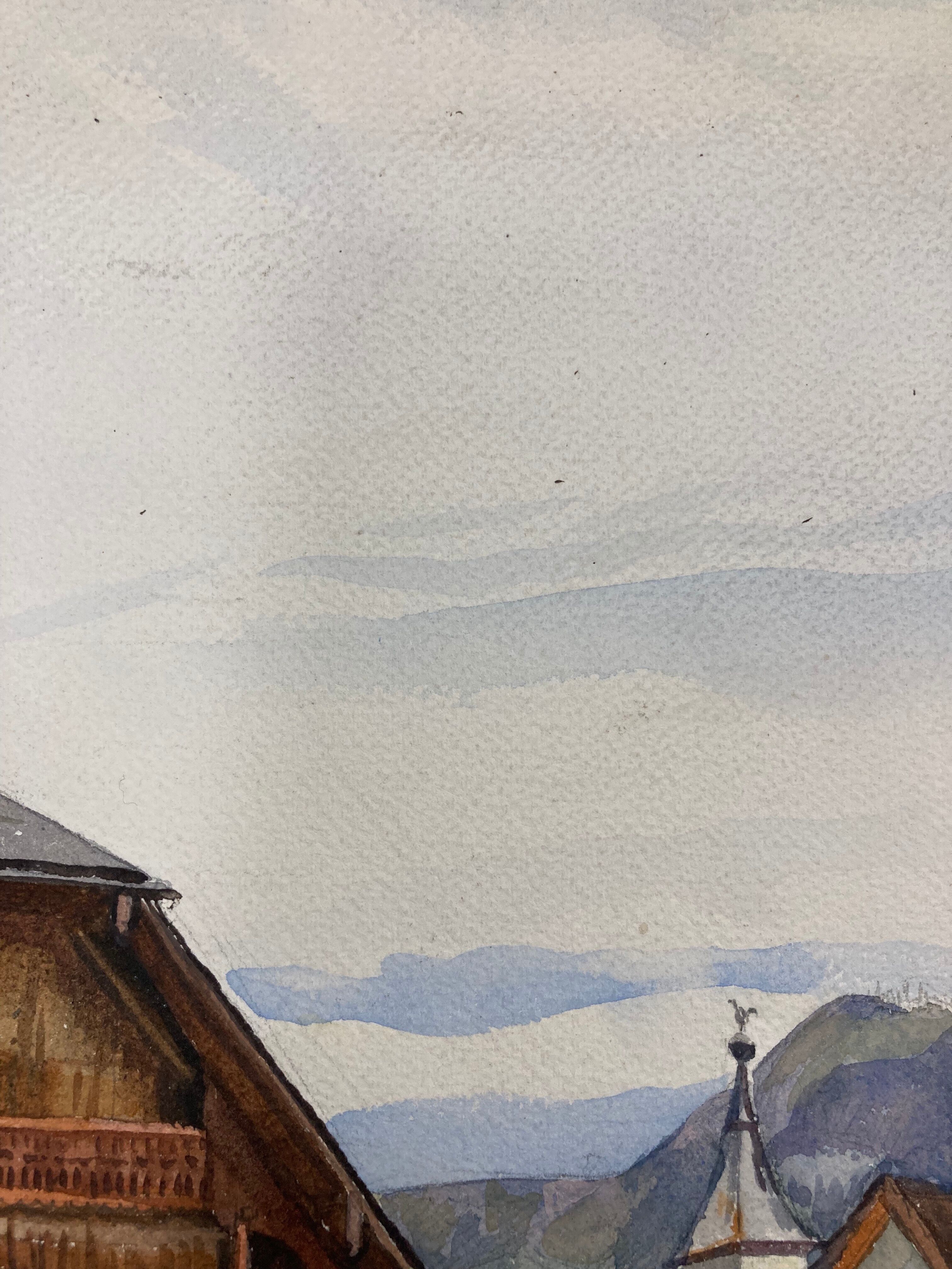 Vintage mountain watercolor