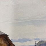 Aquarelle de montagne vintage