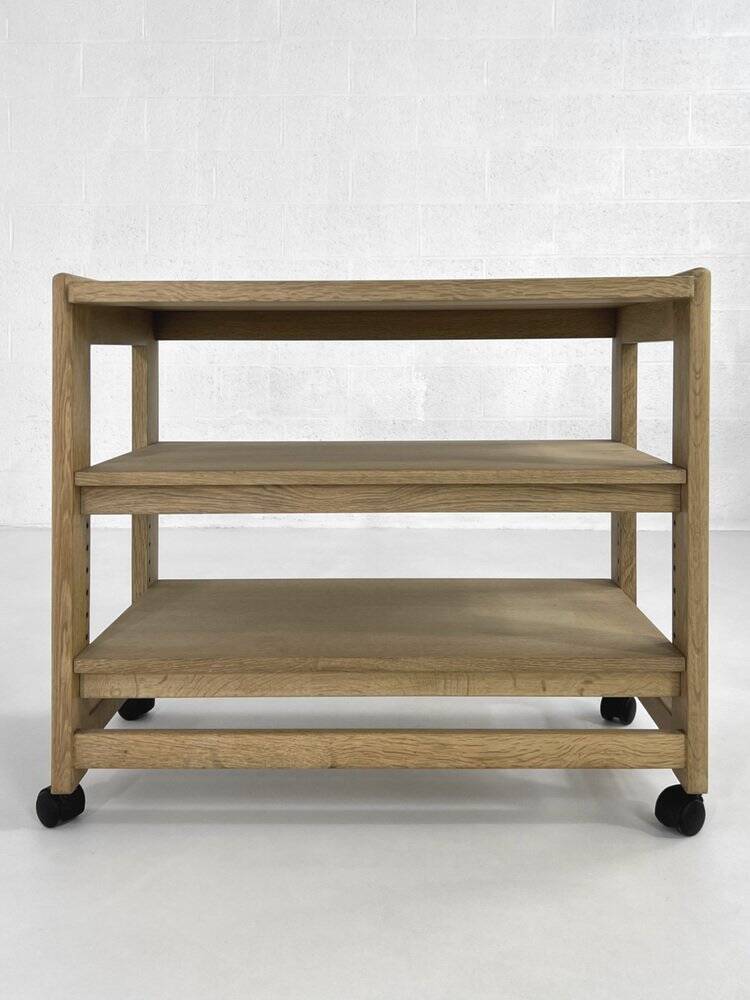 Oak Serving Trolley Attributed to Guillerme and Chambron for Votre Maison, 1960s