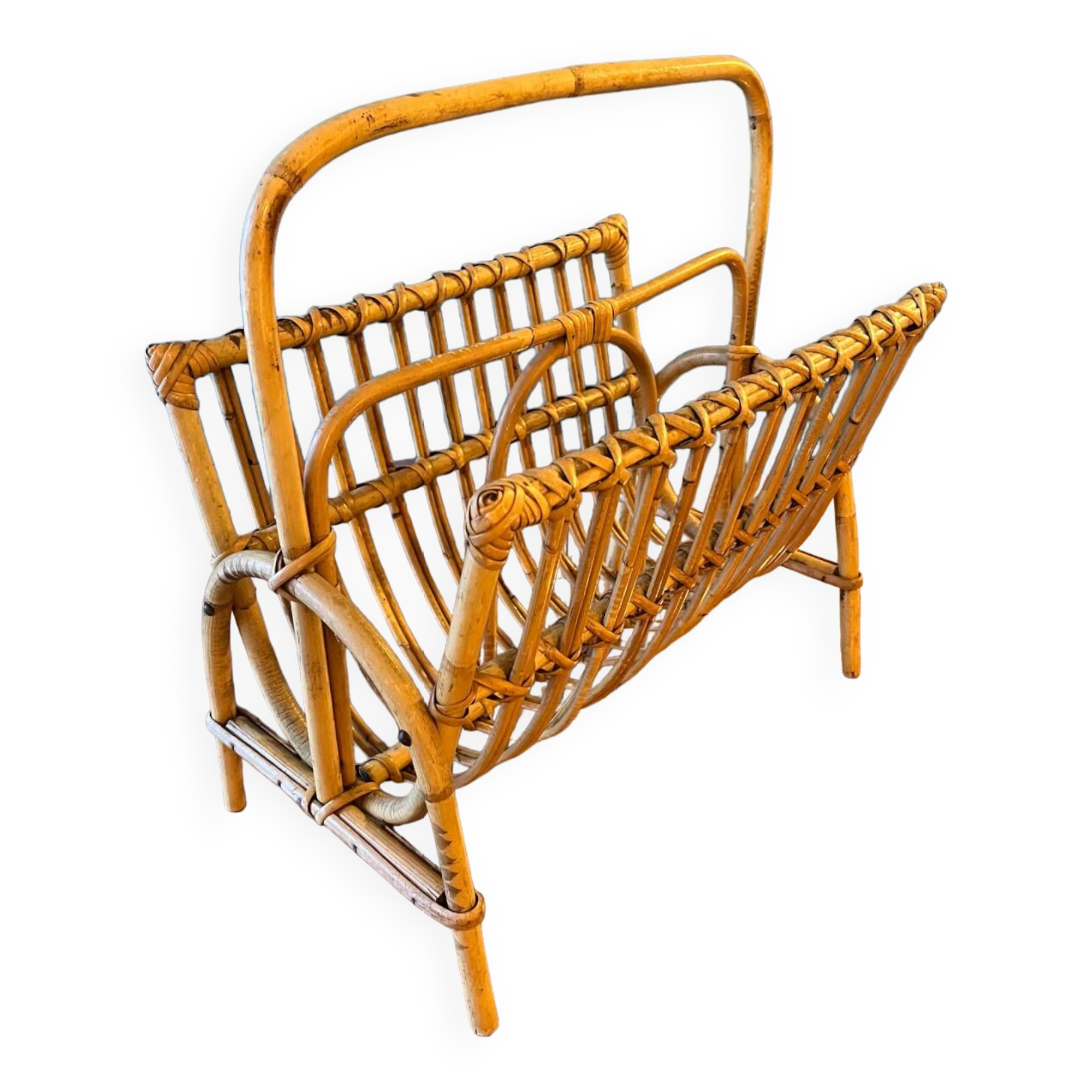 Bamboo rattan wicker magazine holder