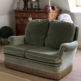 Sofa 2 places green velvet