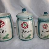 Series of spice pots in dabbling