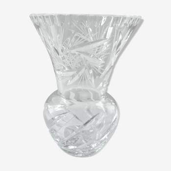 Vase en verre taillé vintage, années 60