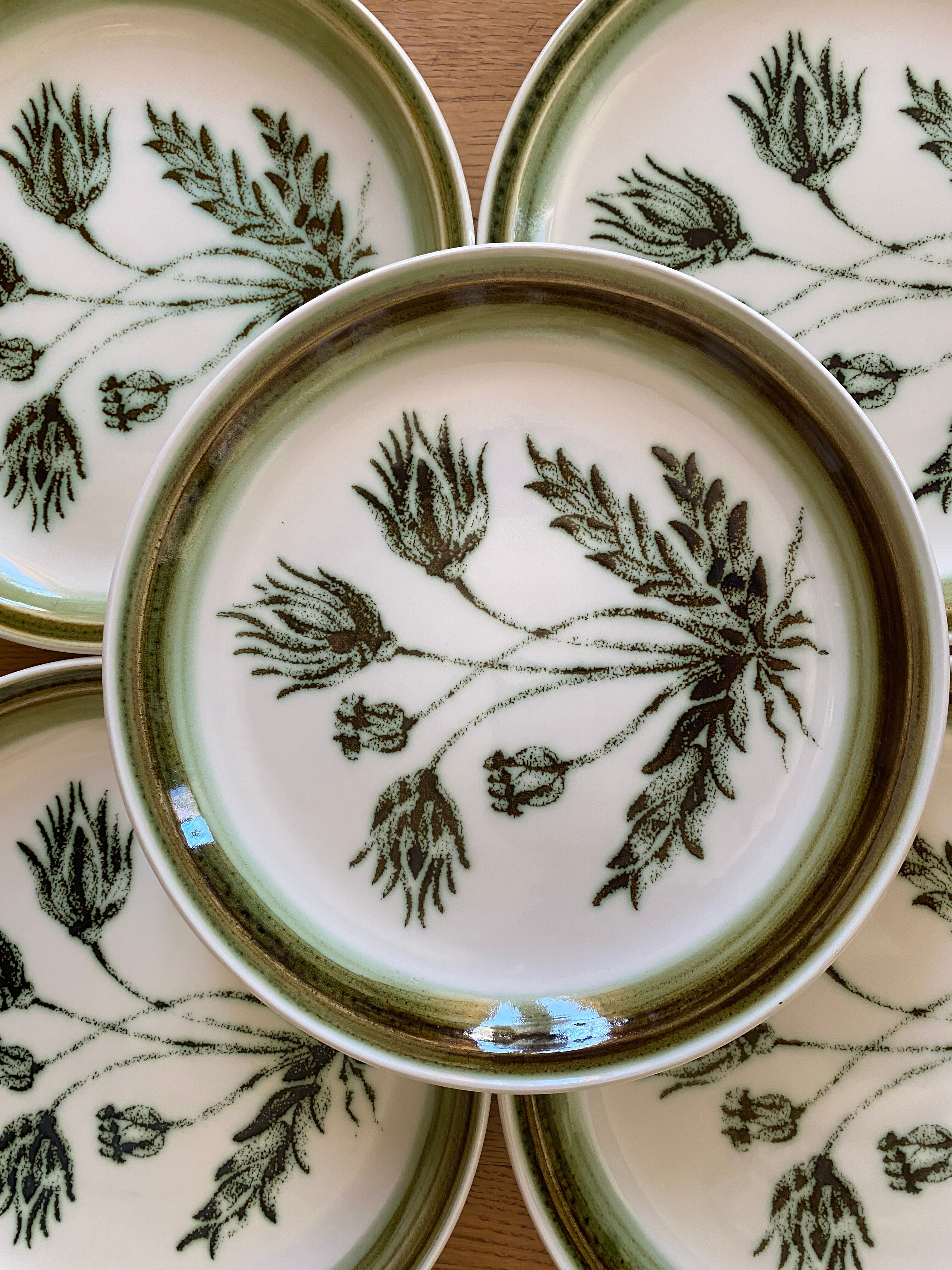 Vintage Gien Flat Plates - Herbarium Model
