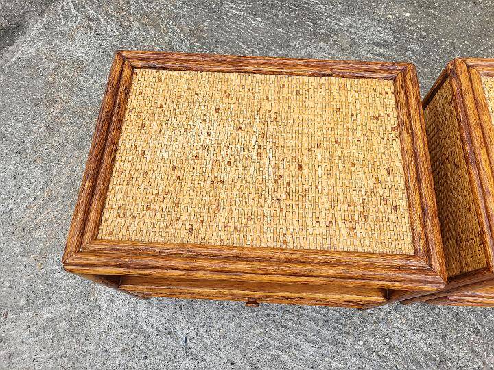 Pair of vintage maugrion rattan nightstands with drawers