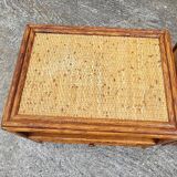 Pair of vintage maugrion rattan nightstands with drawers