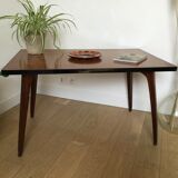 Table basse vintage bois pieds compas
