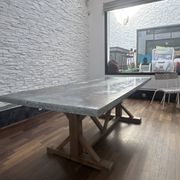 Patinated steel table