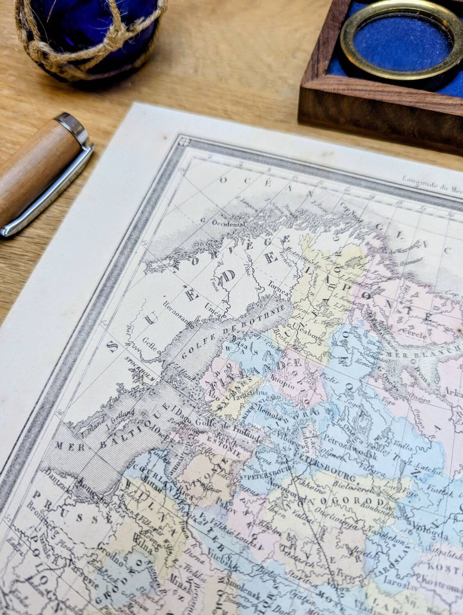 Russia, old map, printed in 1852.