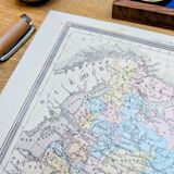 Russia, old map, printed in 1852.