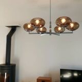 6-light chandelier  Sciolari, chrome and smoked glass