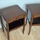 Pair of antique wooden bedside tables