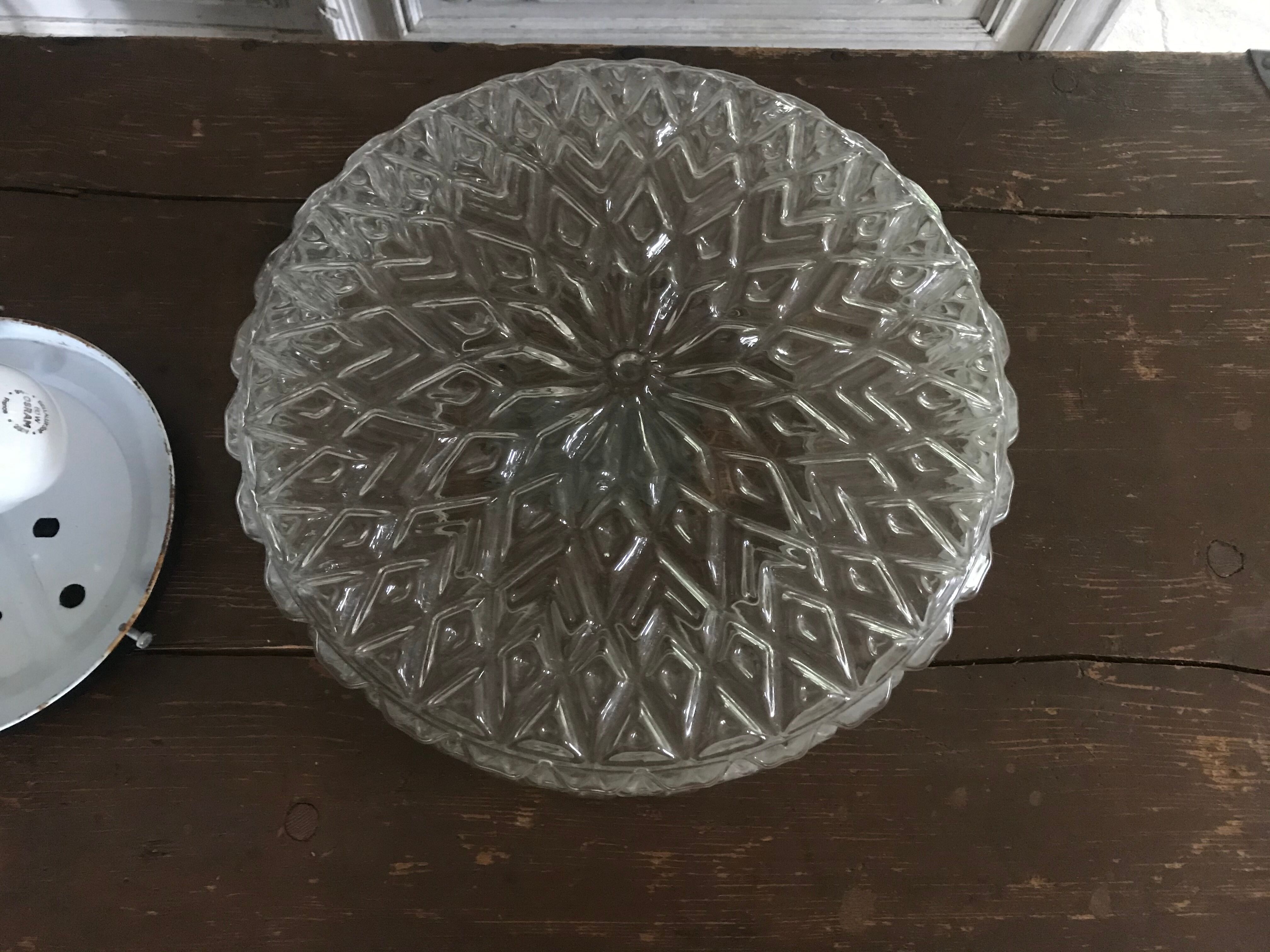 Vintage moulded glass ceiling 29cm