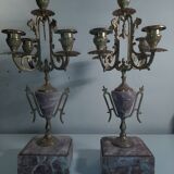 Garniture de cheminée pendule et candélabres Napoléon III