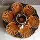 Four oyster plates in sarreguemines / vintage polychrome dabbling