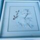 Two vintage paintings made with feathers, hummingbird motif
