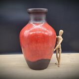 Red ceramic vase