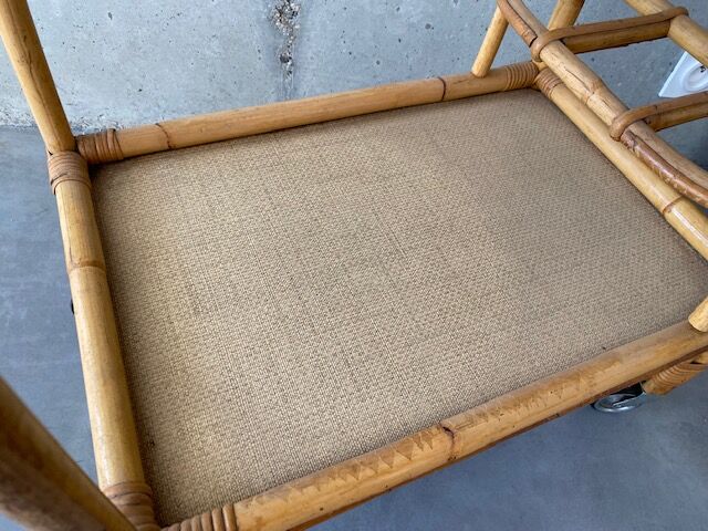Vintage rattan rolling table service