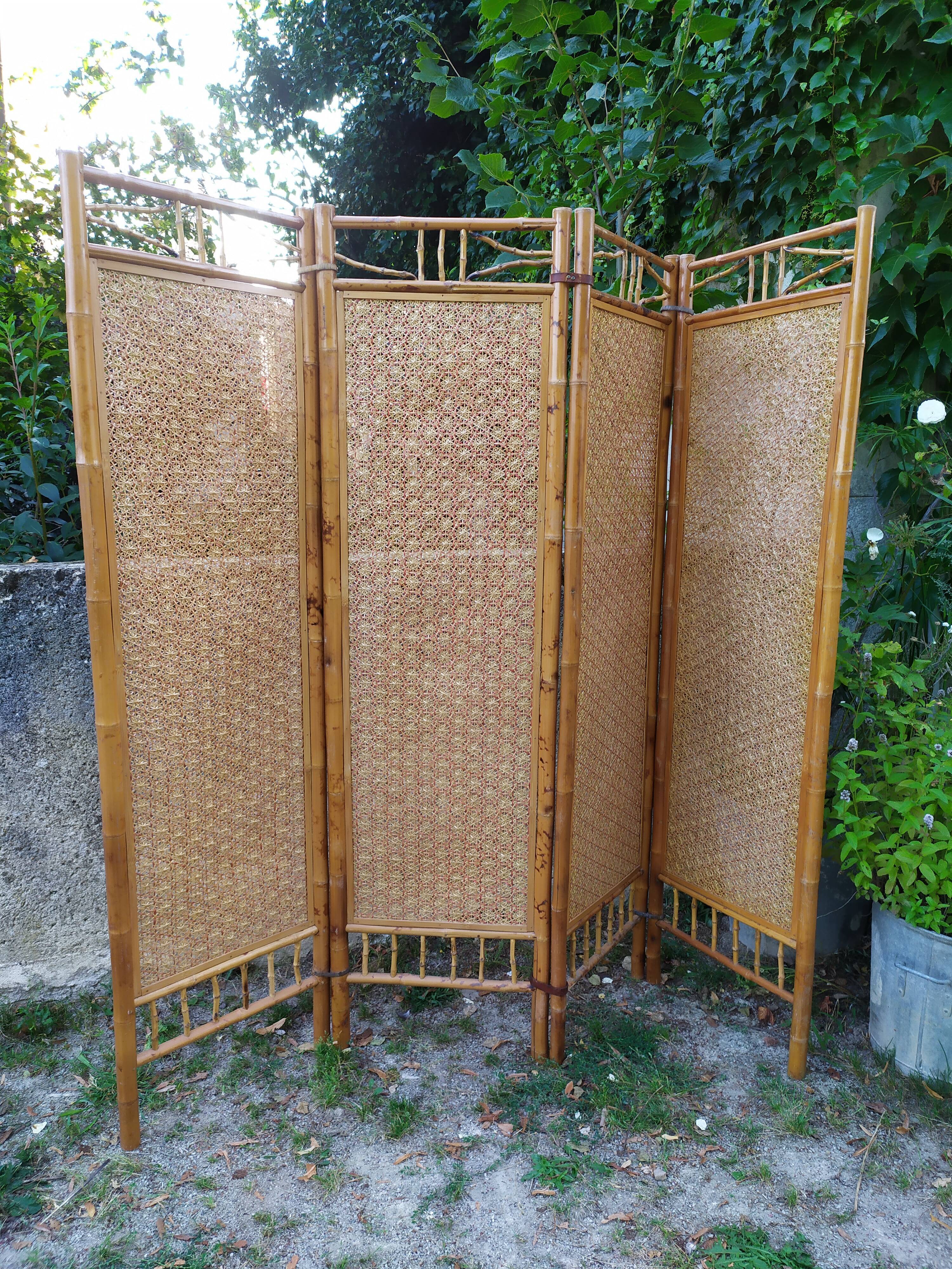 Bamboo screen and rattan 70s