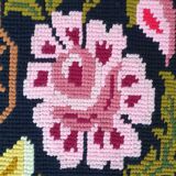 Cross stitch floral boho carpet made by hand on hemp, Romania 148x190cm