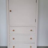 Vintage storage cabinet old Parisian furniture linen dresser white wood
