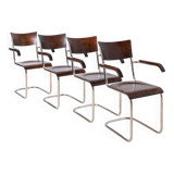 Ensemble de 4 chaises de salle à manger Bauhaus, conçues par Mart Stam, base en acier tubulaire