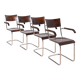 Set of 4 Bauhaus Dining Chairs, designed by Mart Stam, Tubular Steel Base