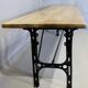 Large Industrial Console Walnut Top Cast Iron Base