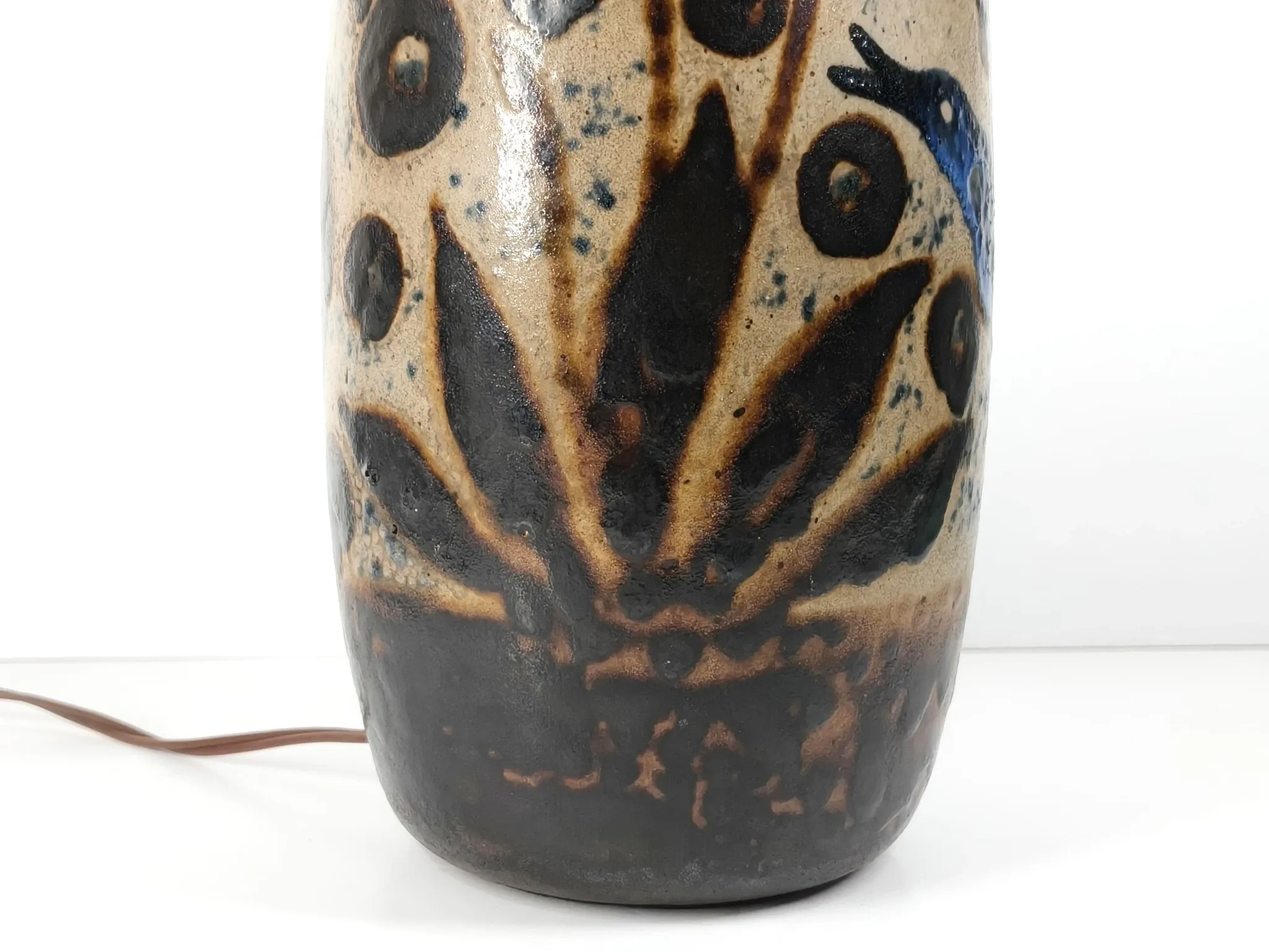 Art Deco Lamp in Stoneware with Blue Birds – Atelier Primavera, circa 1930