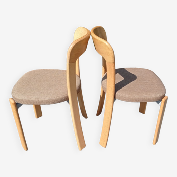 Paire de chaises de Bruno Rey en bois et tissu