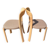 Paire de chaises de Bruno Rey en bois et tissu