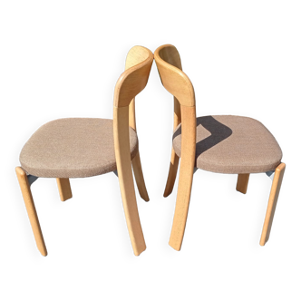 Pair of chairs by Bruno Rey in wood and fabric
