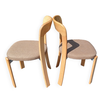 Paire de chaises de Bruno Rey en bois et tissu