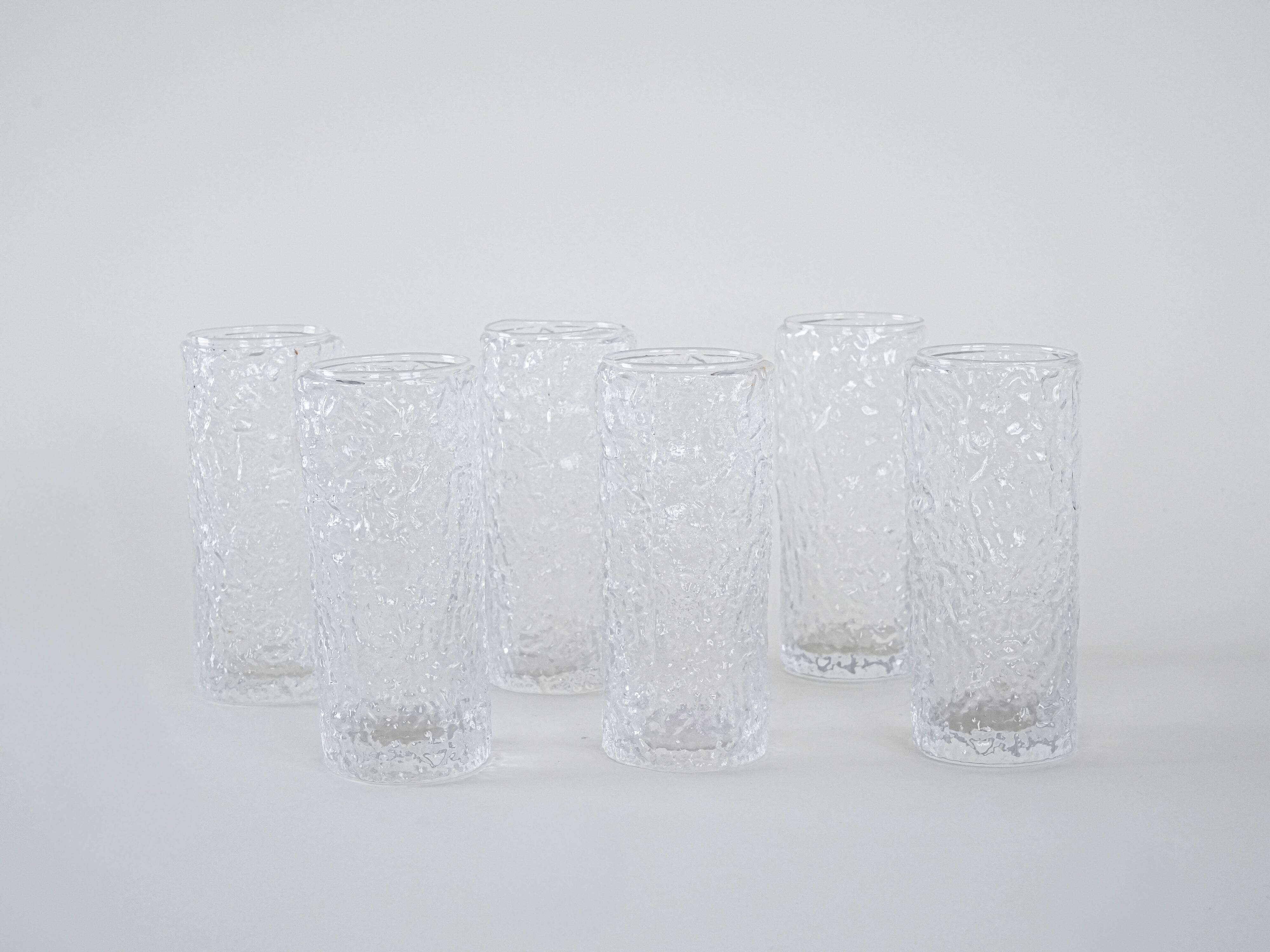Set of six glasses, Italian design, 1970s, made in Italy