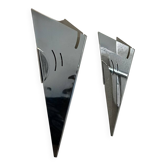 Pair of vintage wall lights, chrome-plated metal, France, 1980