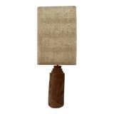 Large chamotte clay lamp in brutalist style, with a plant motif.