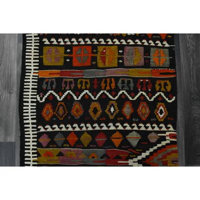 1970s Vintage Turkish Oushak Handmade Wool Cotton Brown Runner Rug 95x367
