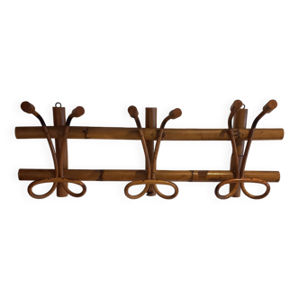 Vintage rattan coat rack from the 70s of Italian origin