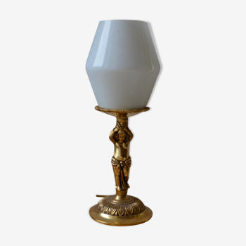 Ancient gold metal cherub lamp