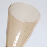 Set of 6 champagne flutes called 'trinquette' or 'cul sec' in mouth-blown glass, vintage