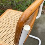 Cesca chair b32 model in white and wood by Marcel Breuer
