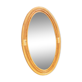 Oval rattan portrait mirror