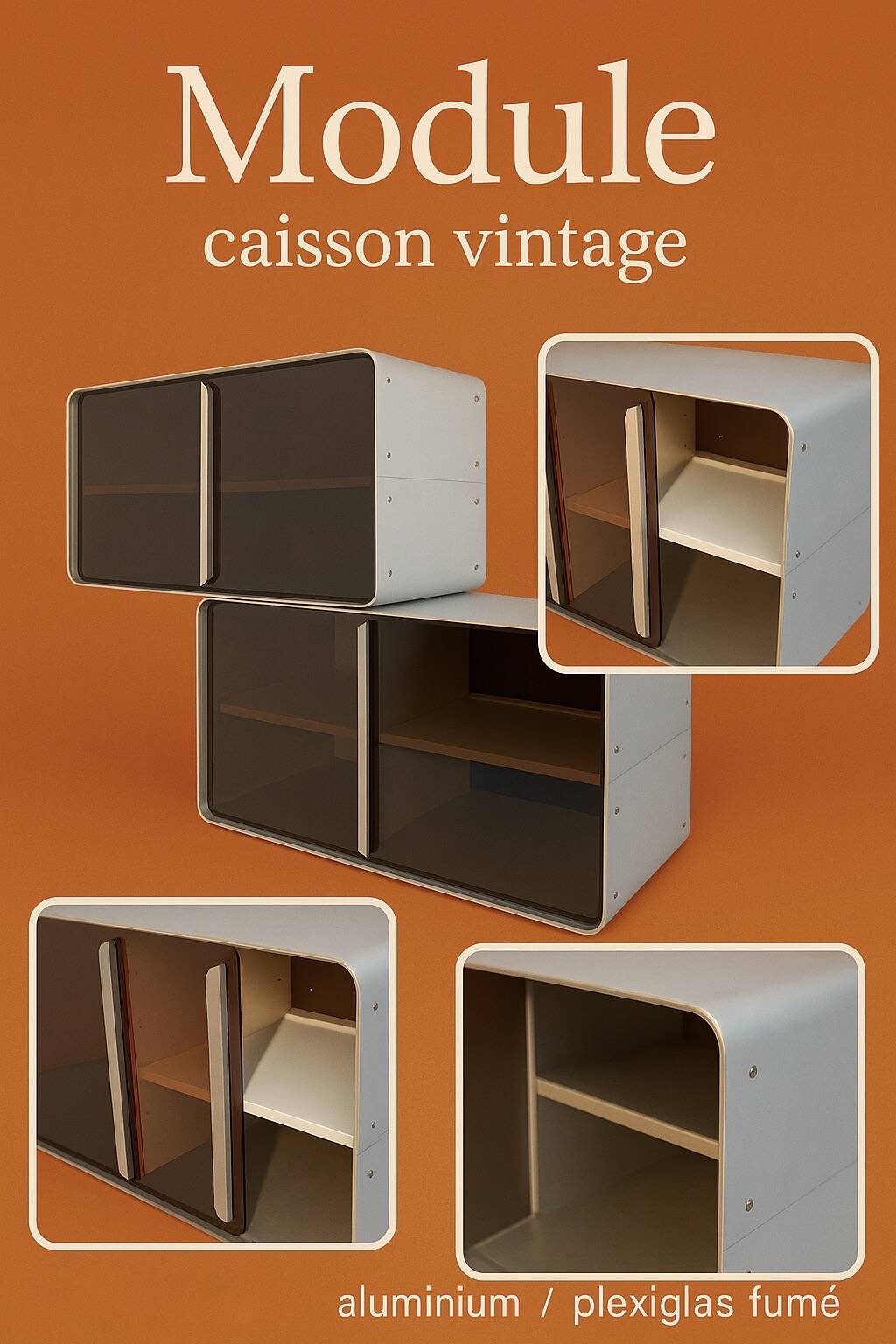 Vintage modular aluminum wall unit — 60s-70s