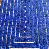 Klein blue Berber Moroccan carpet with reliefs