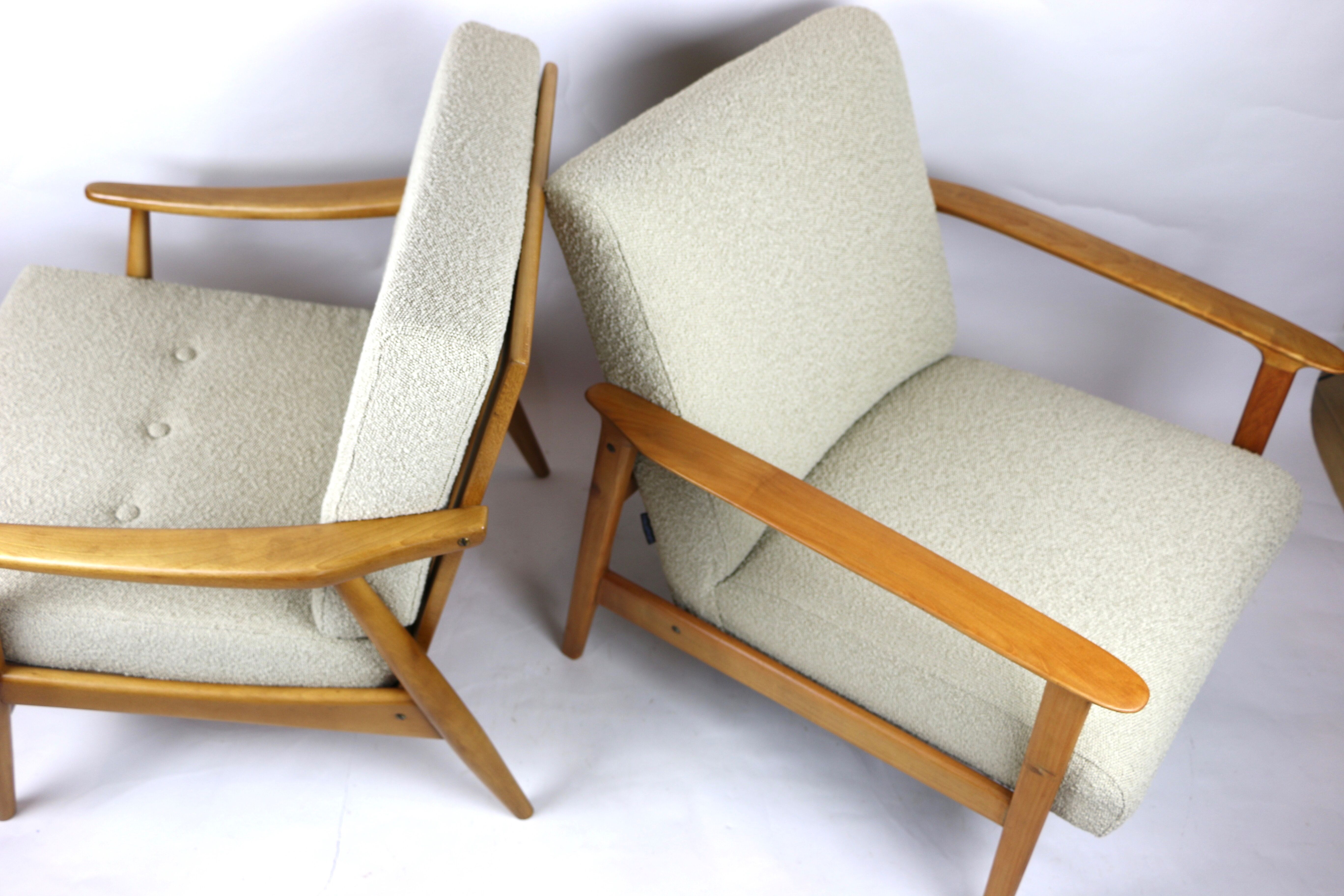 Fauteuil danoise beige en Boucle années 1970