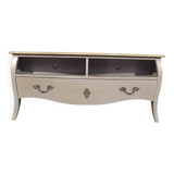 Wooden TV cabinet, 1 drawer, 2 storage spaces, Taupe patina