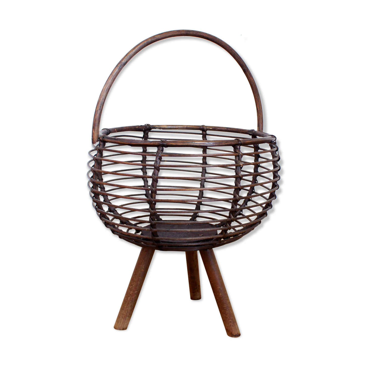 Panier à laine vintage en rotin